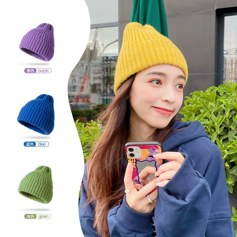 Autumn and winter wool ear protection cold hat versatile knitted hat lu242-lu245